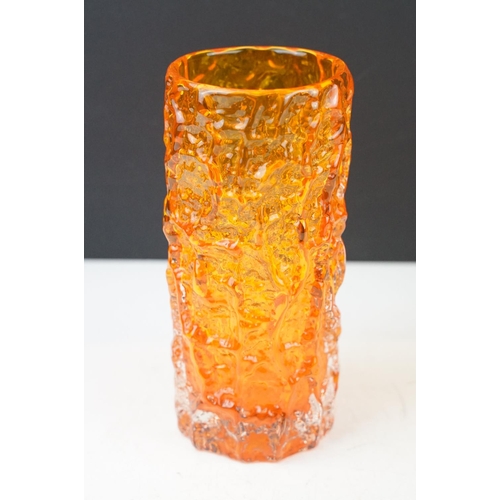 11 - Whitefriars 'textured bark' vase in the tangerine colourway, from Geoffrey Baxter's textured glass r... 