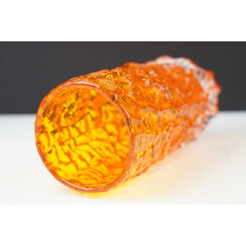 11 - Whitefriars 'textured bark' vase in the tangerine colourway, from Geoffrey Baxter's textured glass r... 