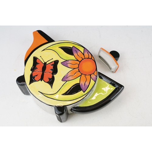 12 - Lorna Bailey for Old Ellgreave Pottery - A limited edition teapot of flattened form, with butterfly ... 