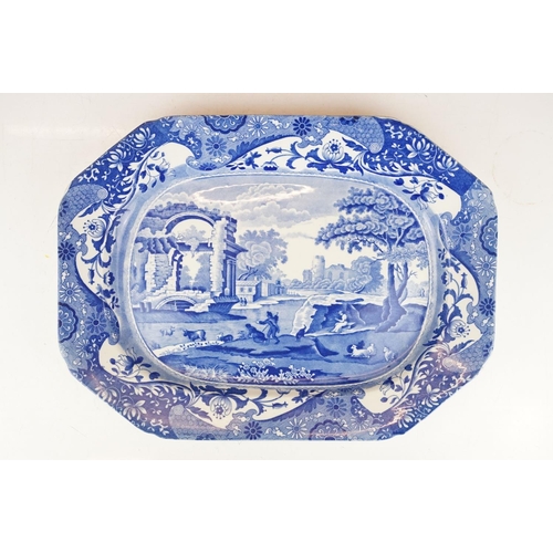 33 - Copeland Spode Italian pattern blue & white tureen and stand / serving dish, plus a Portuguese ceram... 