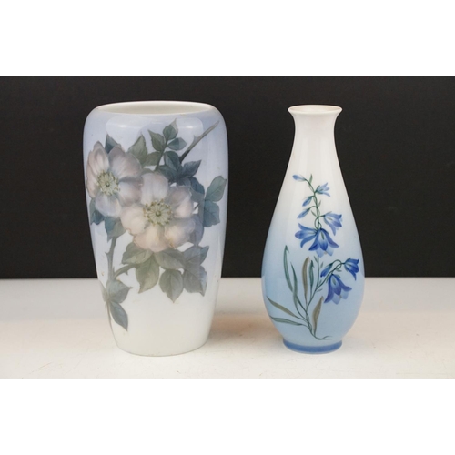 5 - Two Royal Copenhagen porcelain vases to include a vase of tapering form decorated with Dog Roses (ap... 