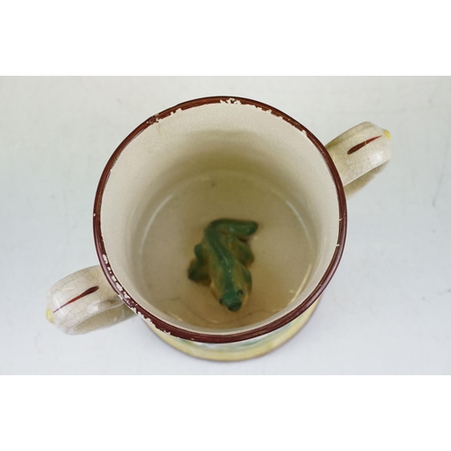 55 - Large Victorian novelty Staffordshire frog loving cup (approx 14.5cm high), together with a 19th cen... 