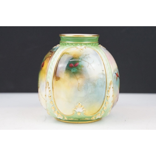 6 - J. Southall for Royal Worcester - An early 20th century jar with hand painted pheasant & tree decora... 