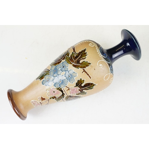 60 - Early 20th century Royal Doulton Slaters Patent stoneware vase of baluster form, with floral & scrol... 