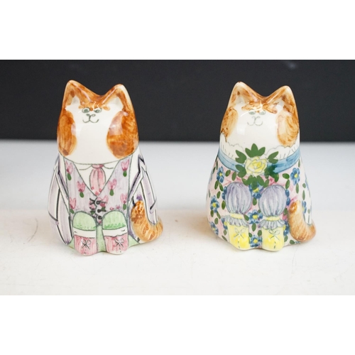 62 - Collection of eight porcelain cat figures from original designs by Joan de Bethel, depicting cats we... 