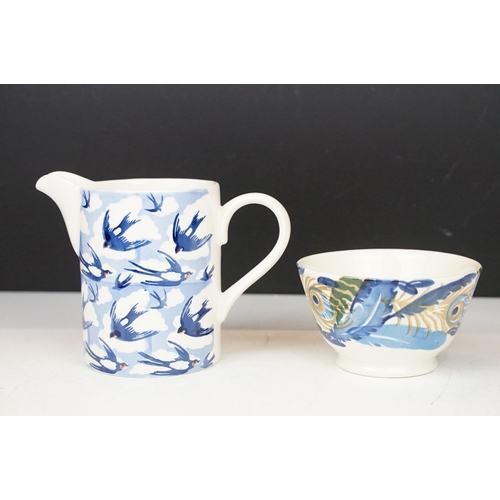 65 - A Emma Bridgewater 13cm 'Swallows in Clouds' straight sided jug (First) together with a Emma Bridgew... 