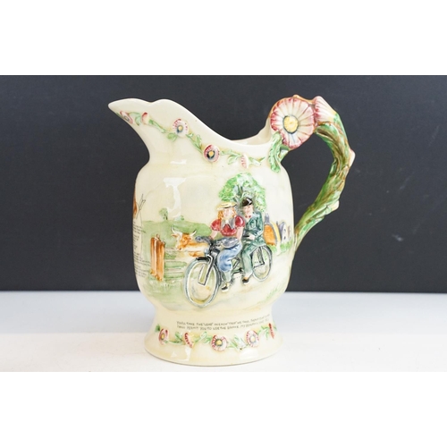 66 - Early 20th century Fielding's Crown Devon Daisy Bell musical jug, and a 19th century Staffordshire f... 