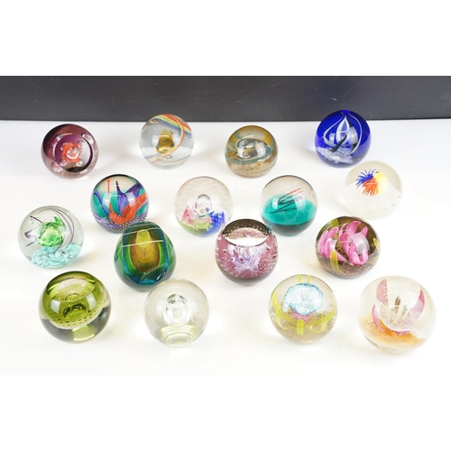 67 - Collection of 16 Caithness limited edition glass paperweights to include Sword Dance, Stargazer, Cit... 