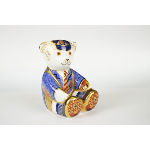 70 - Royal Crown Derby Schoolboy Teddy paperweight, with gold stopper, approx 8cm tall