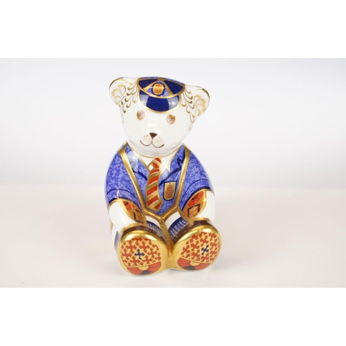 70 - Royal Crown Derby Schoolboy Teddy paperweight, with gold stopper, approx 8cm tall
