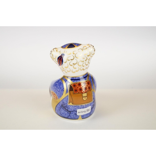 70 - Royal Crown Derby Schoolboy Teddy paperweight, with gold stopper, approx 8cm tall