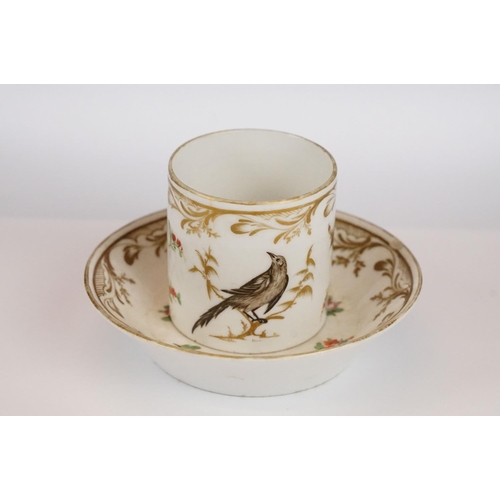 72 - 18th Century Continental porcelain cabinet cup and saucer with hand painted floral & gilt decoration... 
