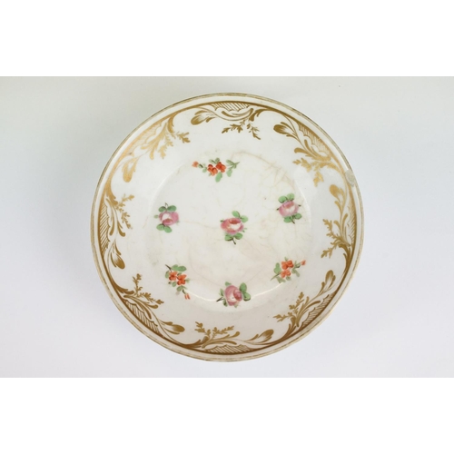 72 - 18th Century Continental porcelain cabinet cup and saucer with hand painted floral & gilt decoration... 