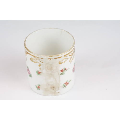 72 - 18th Century Continental porcelain cabinet cup and saucer with hand painted floral & gilt decoration... 