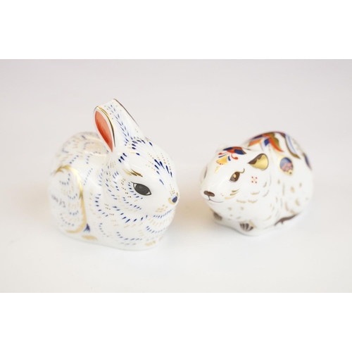 73 - Royal Crown Derby Exclusive Collectors Guild Bank Vole & Bunny, both with gold stoppers, tallest app... 