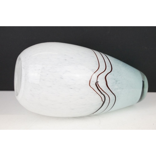 75 - 20th century studio glass vase of tapering form with streaked detail, pontil to base (approx 28.5cm ... 
