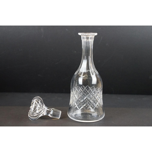 76 - Two pairs of late 20th century cut glass decanters with silver hallmarked collars, circa 1990's (tal... 