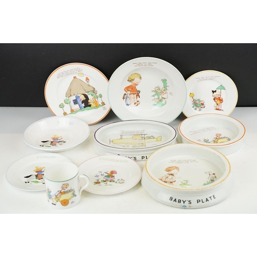 77 - Collection of Shelley Mabel Lucie Attwell ceramics, 10 pieces, to include two Baby's plates, tea pla... 