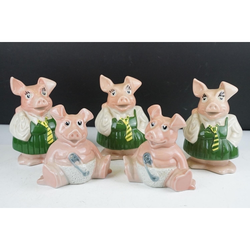 80 - Five Wade NatWest novelty pig piggy banks with rubber stoppers, tallest approx 16cm