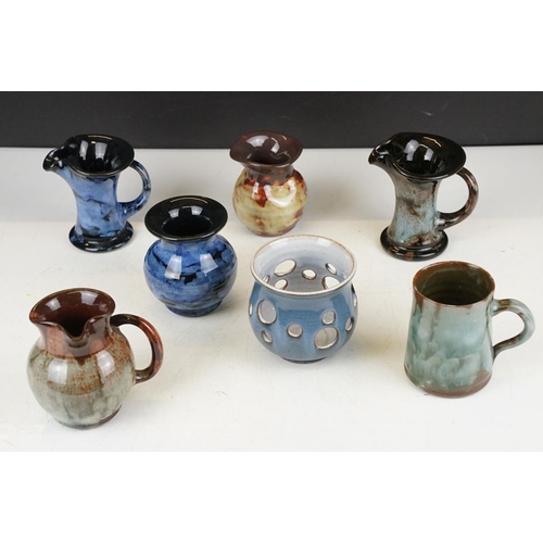 81 - Group of Ewenny pottery, 6 pieces, to include jugs with spiralling handles, vases and a mug (tallest... 