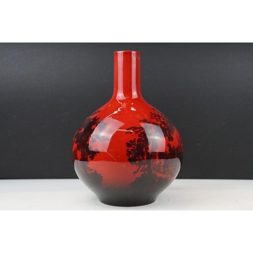 9 - Royal Doulton Flambe Woodcut vase of bottle form, no. 1618, approx 24cm tall