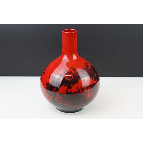 9 - Royal Doulton Flambe Woodcut vase of bottle form, no. 1618, approx 24cm tall