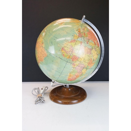 169 - ' Rath Politiska Jordglob 'mid 20th C illuminating terrestrial globe, made in GDR, raised on a woode... 