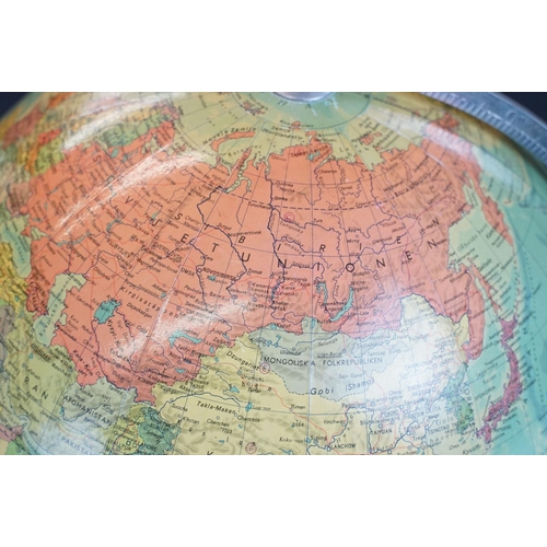 169 - ' Rath Politiska Jordglob 'mid 20th C illuminating terrestrial globe, made in GDR, raised on a woode... 
