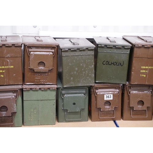 363 - A collection of seventeen British military ammunition boxes.