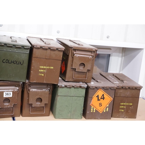 363 - A collection of seventeen British military ammunition boxes.