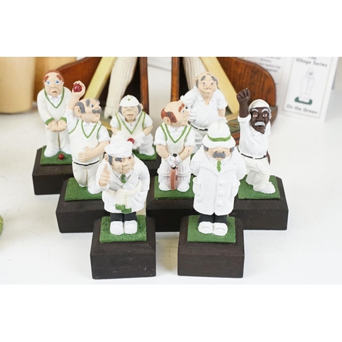 365 - A group of mixed Cricket collectables to include signed miniature cricket bats, autographs, figures.... 