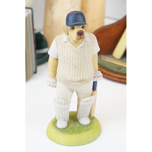 365 - A group of mixed Cricket collectables to include signed miniature cricket bats, autographs, figures.... 