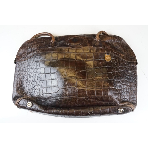 396 - Mulberry dark leather crocodile effect shoulder bag, with Mulberry storage bag, 31m high x 47cm wide