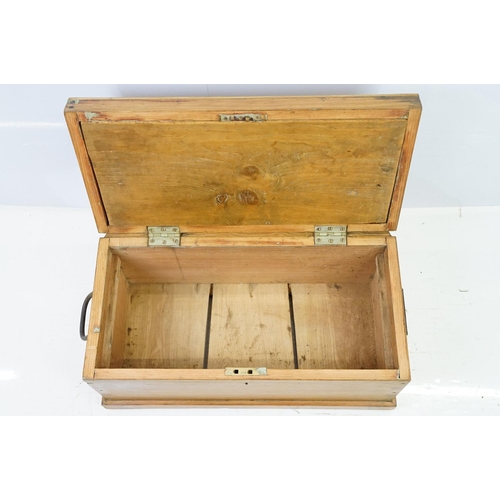 548A - Vintage pine tack box, 29cm high x 63cm wide x 32cm deep