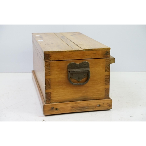 548A - Vintage pine tack box, 29cm high x 63cm wide x 32cm deep