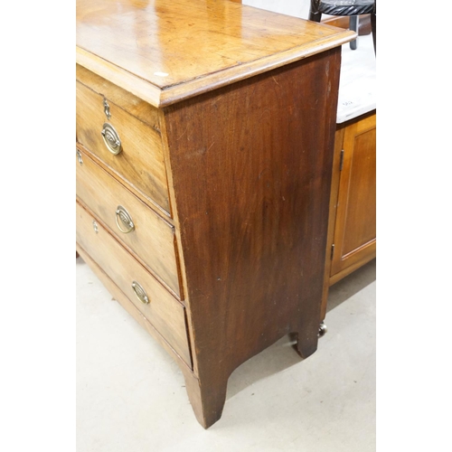 559 - 19th century mahogany chest of two short and two long drawers on bracket feet, 89cm high x 93cm wide... 