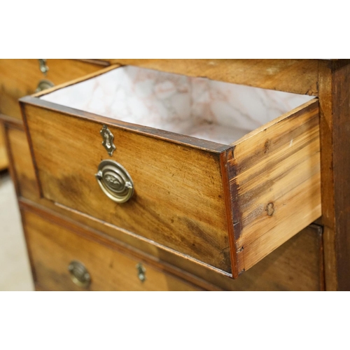 559 - 19th century mahogany chest of two short and two long drawers on bracket feet, 89cm high x 93cm wide... 