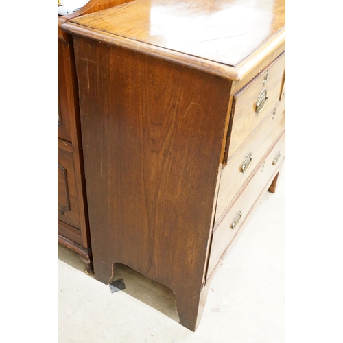 559 - 19th century mahogany chest of two short and two long drawers on bracket feet, 89cm high x 93cm wide... 