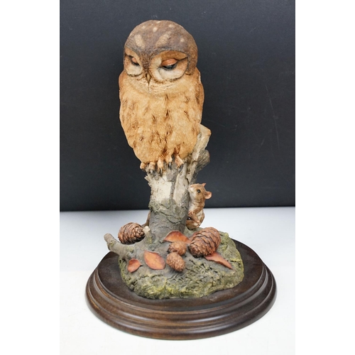 82 - Nine Country Artists Owl models to include 01296 Pair of Tawny Owls with Derelict Tractor, CA 358 Ba... 