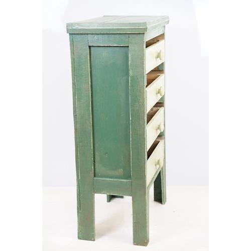 577 - Farmhouse apple and vegetable storage rack with four drawers, 104cm high x 57.5cm wide x 35cm deep