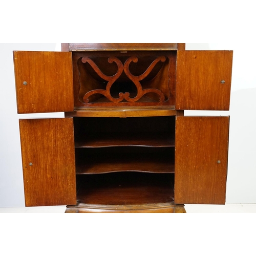 578 - Paragon, London, mahogany gramophone cabinet with parquetry inlay, with three shelves inside lower d... 