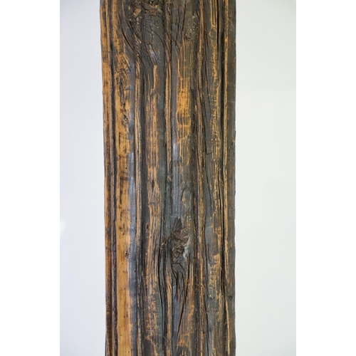 591 - Carved wooden post of large proportions, possibly North Indian, 200cm high x 16cm deep x 17cm wide