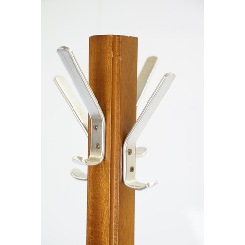 592 - Mahogany coat stand of square form, by Lamberts of Bristol Ltd, with label to base, 178cm high