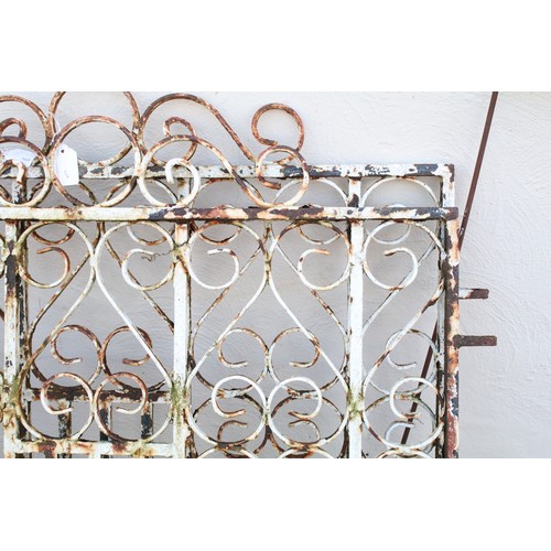 509A - Pair of painted wrought iron garden gates with scrolled detail, approx 114cm H x 81cm W