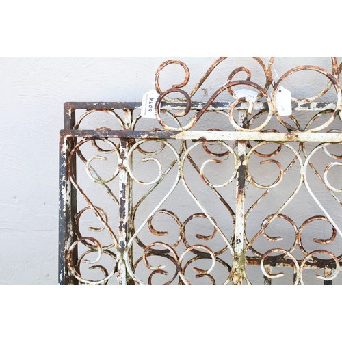 509A - Pair of painted wrought iron garden gates with scrolled detail, approx 114cm H x 81cm W