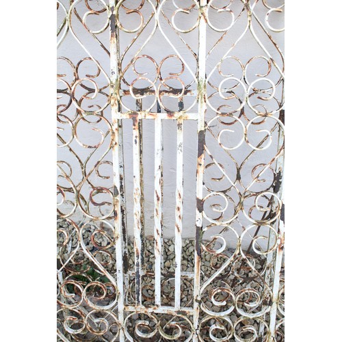 509A - Pair of painted wrought iron garden gates with scrolled detail, approx 114cm H x 81cm W