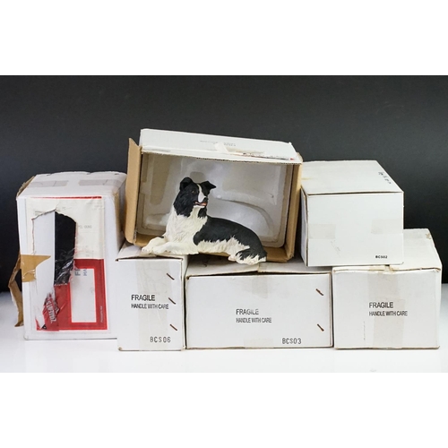 101 - Six Danbury Mint Border Collie figurines in original boxes with certificates of authenticity. The lo... 