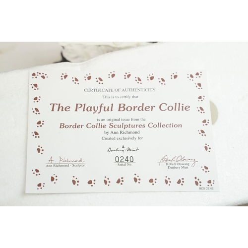 101 - Six Danbury Mint Border Collie figurines in original boxes with certificates of authenticity. The lo... 