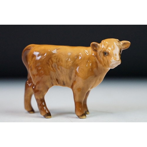 91 - Collection of ceramic ornaments to include two Beswick labradores, fox and a calf, a Royal Doulton a... 