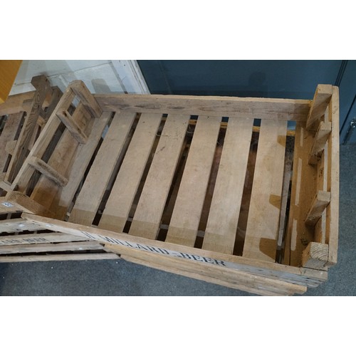 514 - Ten wooden apple / fruit crates, some stamped to sides, measure approx 76cm long x 46cm deep x 16cm ... 